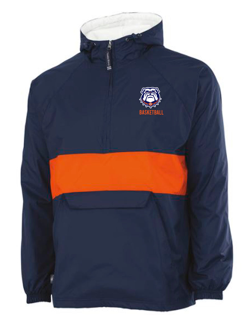 North Basketball Charles River All-Weather Pullover in Navy & Orange with Embroidered Logo