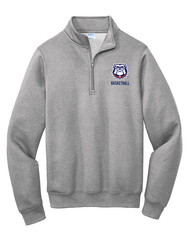 North Basketball Port & Co. Gray Quarter Zip Sweatshirt with Embroidered Logo