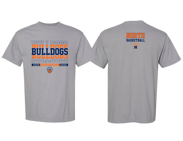 North Basketball Comfort Colors Granite Stacked Bulldogs Tee