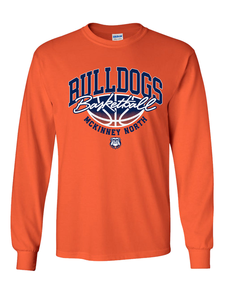 North Basketball BULLDOGS Gradient Gildan Orange Long Sleeve Tee