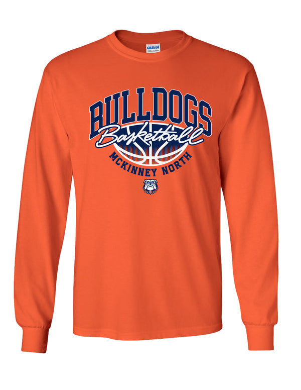 North Basketball BULLDOGS Gradient Gildan Orange Long Sleeve Tee