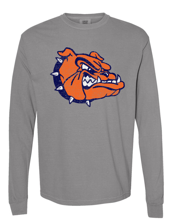 North Basketball Retro Bulldog Grey Comfort Colors Long Sleeve Tee