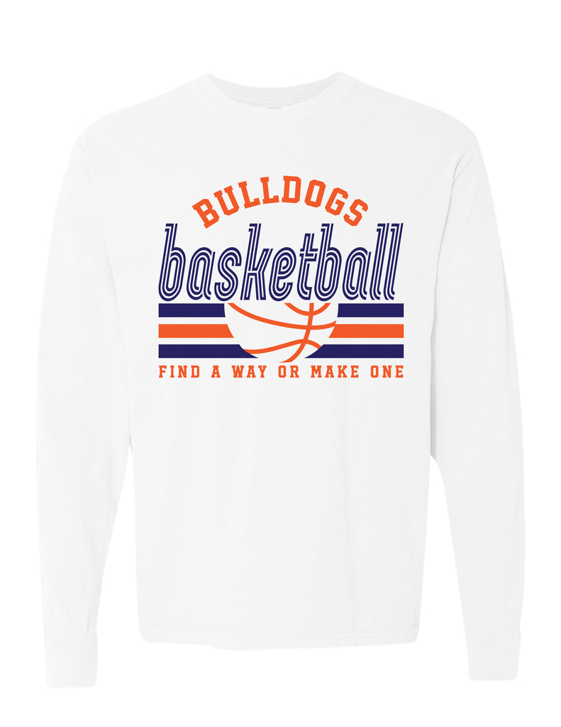 North Basketball Retro White Comfort Colors Long Sleeve Tee