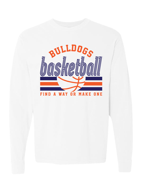 North Basketball Retro White Comfort Colors Long Sleeve Tee