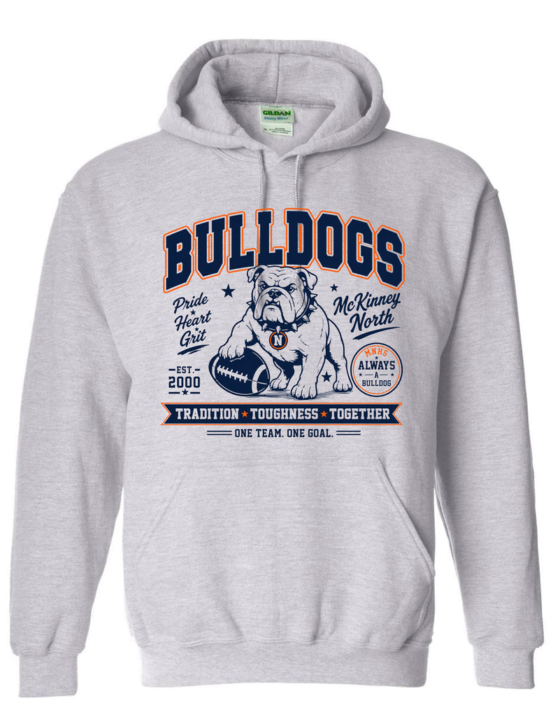 North Cheer Gildan Ash Gray Bulldogs Hoodie