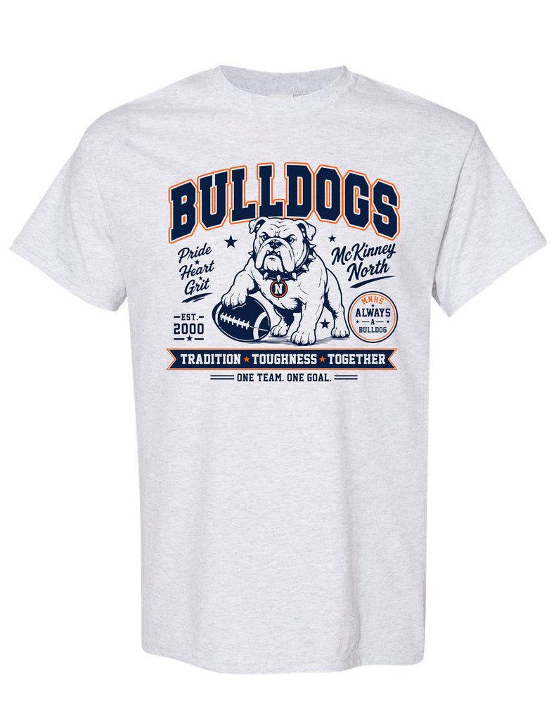 North Cheer Gildan Ash Gray Bulldogs Short Sleeve T-Shirt