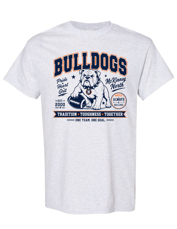 North Cheer Gildan Ash Gray Bulldogs Short Sleeve T-Shirt