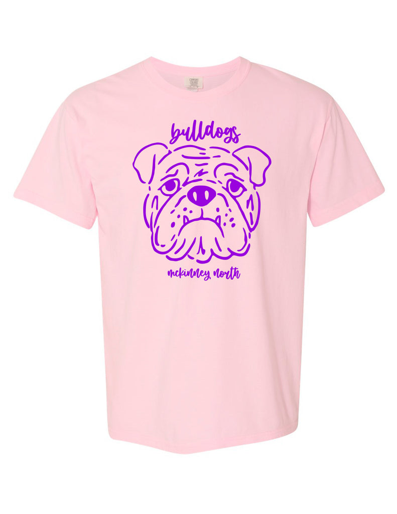 North Cheer Comfort Color Blossom Sketch Bulldog Short Sleeve T-Shirt