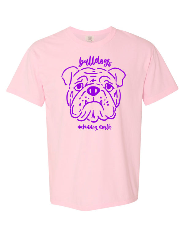 North Cheer Comfort Color Blossom Sketch Bulldog Short Sleeve T-Shirt