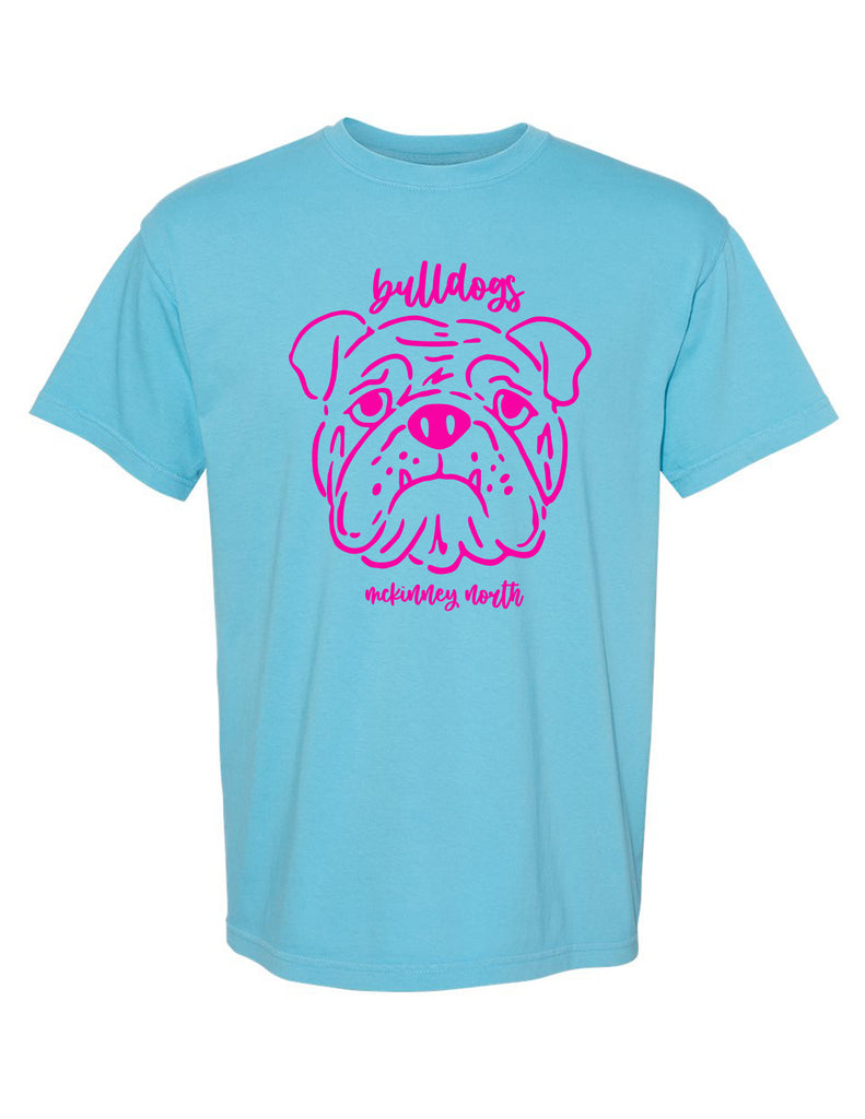 North Cheer Comfort Color Sapphire Sketch Bulldog Short Sleeve T-Shirt