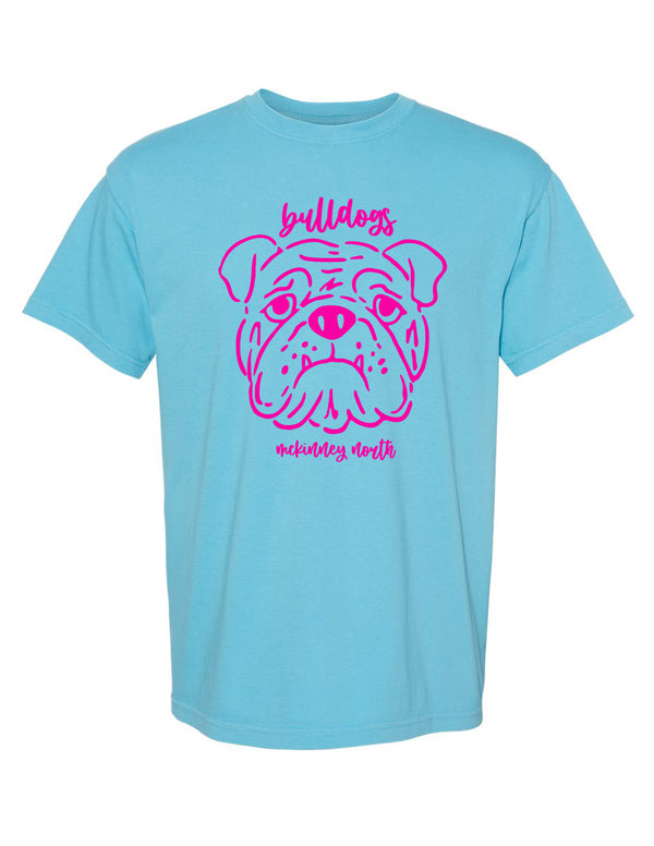 North Cheer Comfort Color Sapphire Sketch Bulldog Short Sleeve T-Shirt