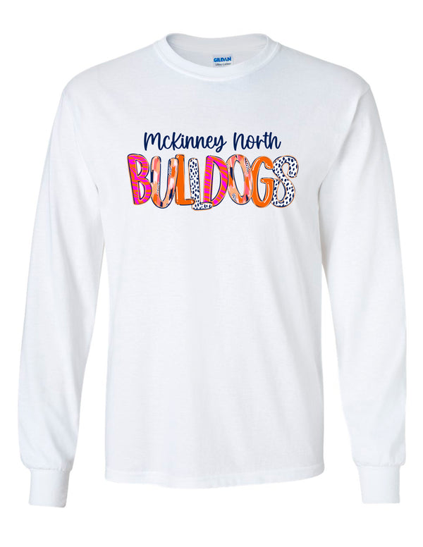 McKinney North Cheer Color Pattern Bulldogs White Long Sleeve Tee