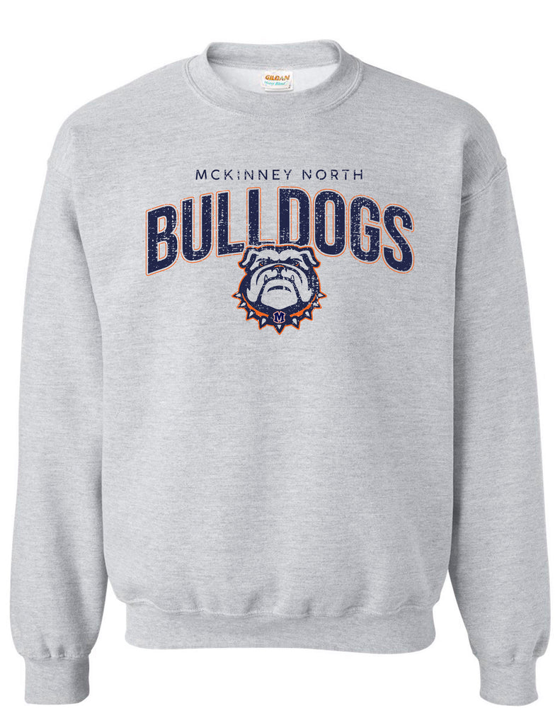 North Cheer Bulldogs Simple Ash Gray Gildan Crewneck