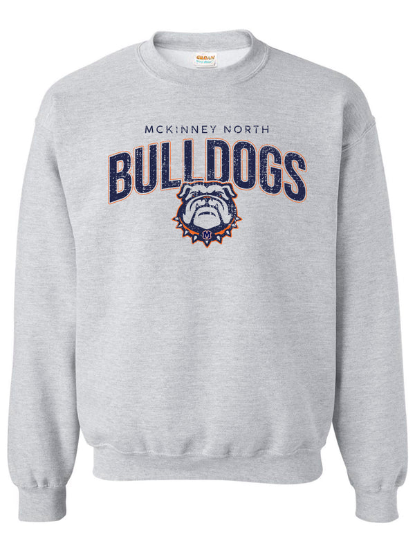 North Cheer Bulldogs Simple Ash Gray Gildan Crewneck