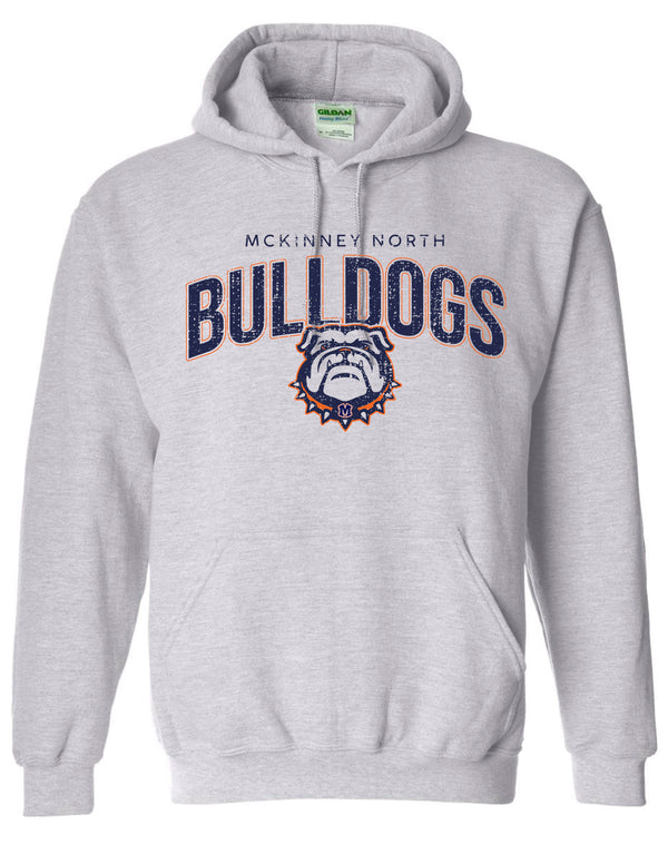 North Cheer Bulldogs Simple Ash Gray Gildan Hoodie