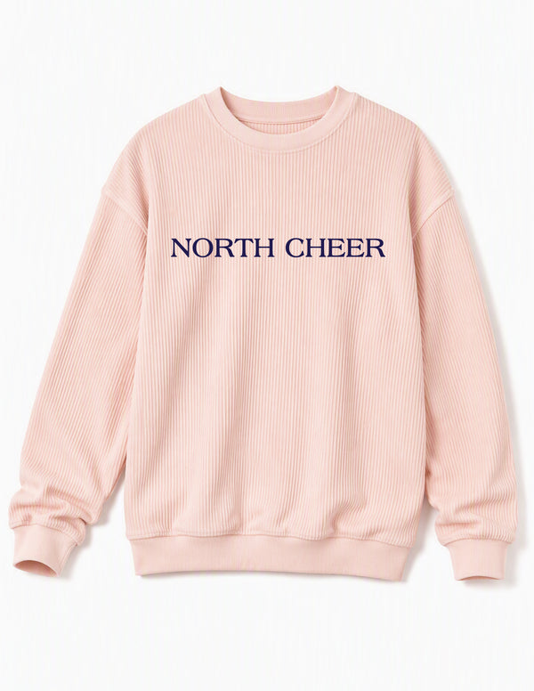 North Cheer Chickad' Pink Corded Crewneck Sweatshirt Embroidered