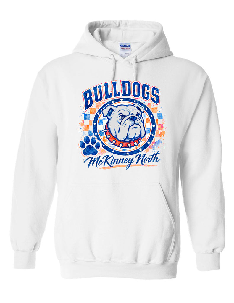 North Cheer Gildan White Colorful Bulldogs Hoodie