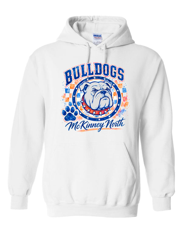 North Cheer Gildan White Colorful Bulldogs Hoodie