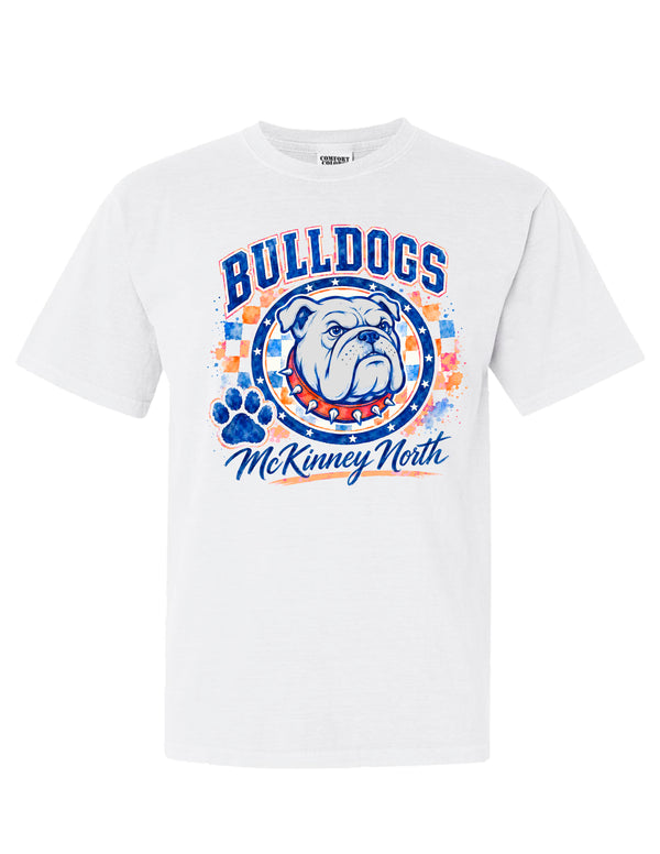 North Cheer Comfort Color White Colorful Bulldogs Short Sleeve T-Shirt