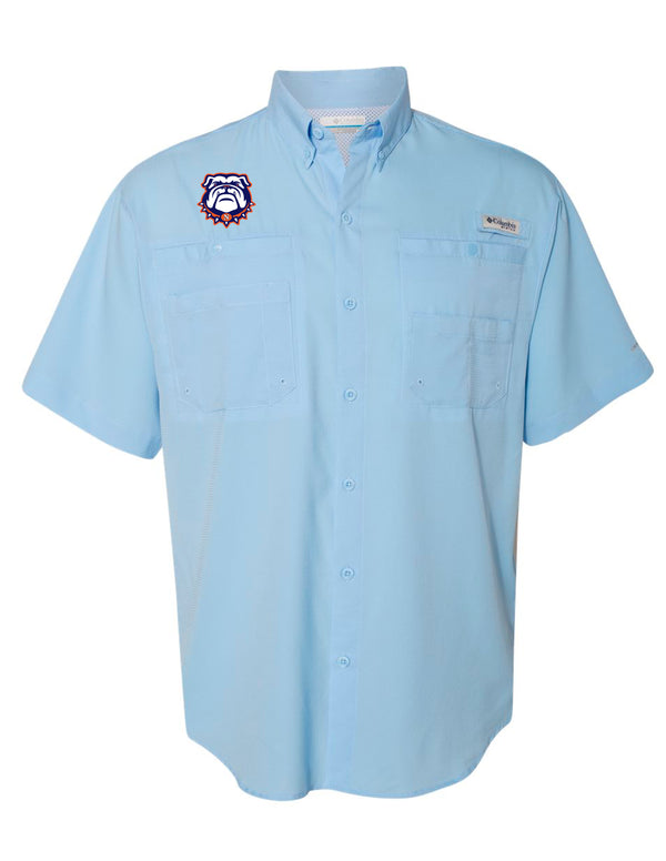 North Cheer Columbia Fishing Shirt Light Blue w/ Bulldog Logo