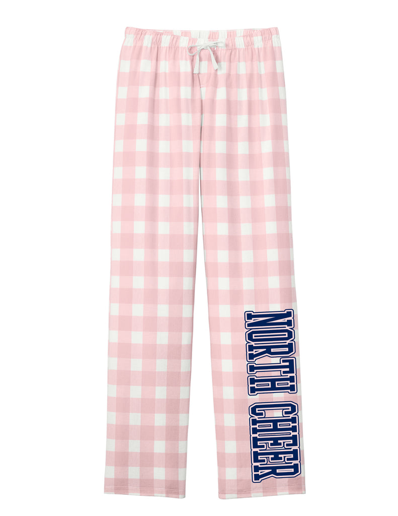 McKinney North Cheer District Womens Pink Gingham Printed Flannel PJ Pants