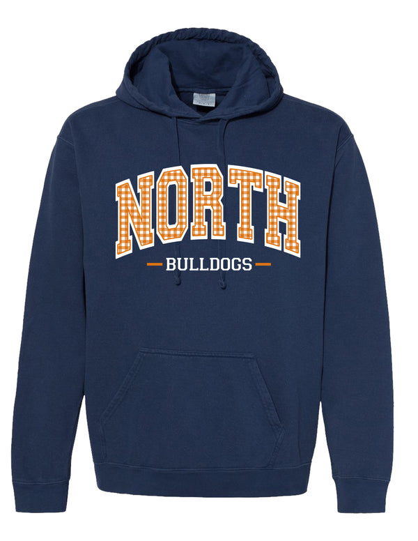 North Cheer Comfort Color Navy Printed Gingham Hoodie