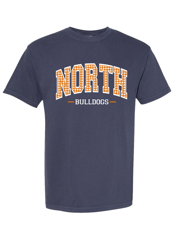 North Cheer Comfort Color Navy Printed Gingham Short Sleeve T-Shirt