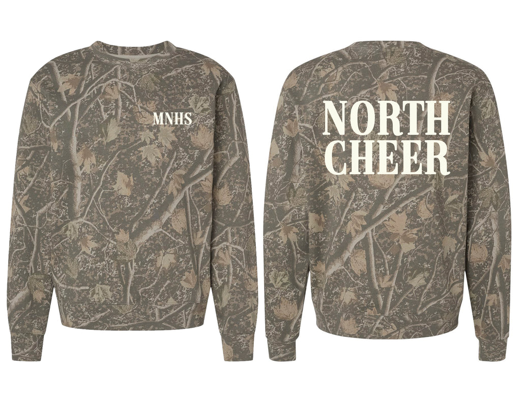 North Cheer Independent Trading Deadwood Camo Crewneck Sweatshirt