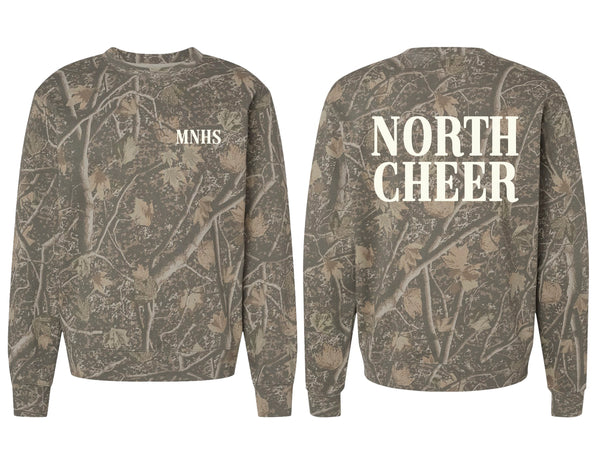 North Cheer Independent Trading Deadwood Camo Crewneck Sweatshirt