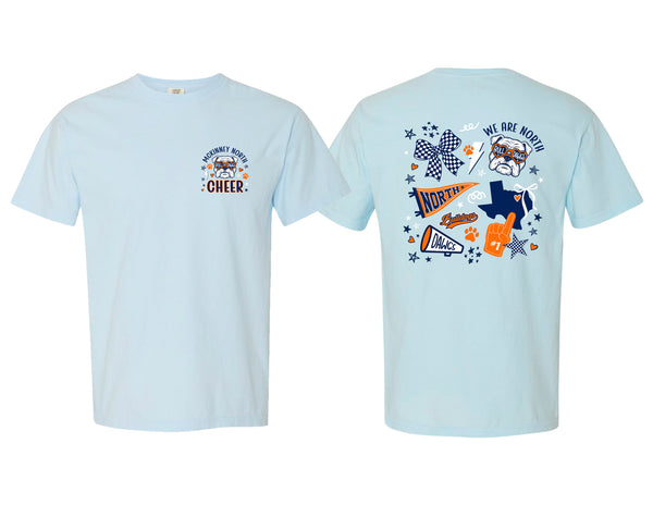 McKinney North Cheer Hand Drawn Icons Frocket Comfort Colors Chambray Tee