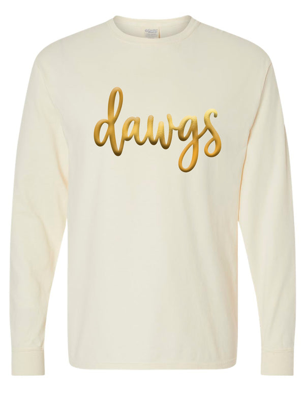 North Cheer Comfort Wash Parchment DAWGS Metallic Long Sleeve T-Shirt