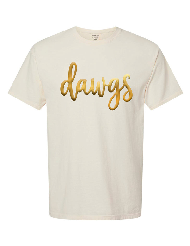 North Cheer Comfort Wash Parchment DAWGS Metallic Short Sleeve T-Shirt