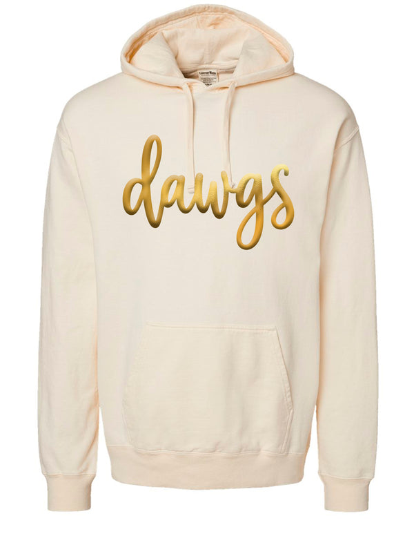 North Cheer Comfort Wash Parchment DAWGS Metallic Hoodie