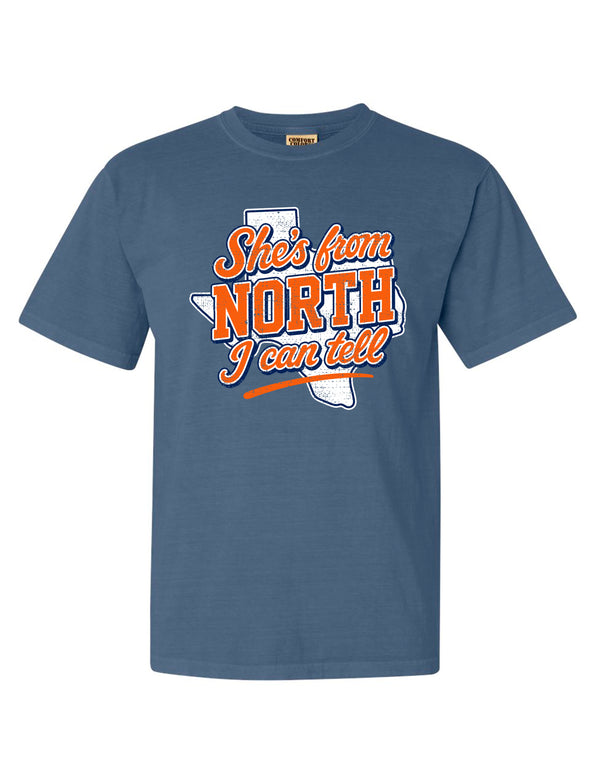 North Cheer Comfort Color Blue Jean She's From North Short Sleeve T-Shirt