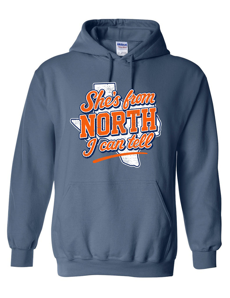 North Cheer Gildan Indigo She's From North Hoodie