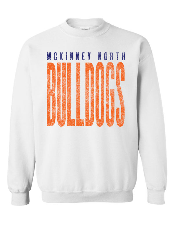 North Cheer Tall Distressed White Gildan Crewneck