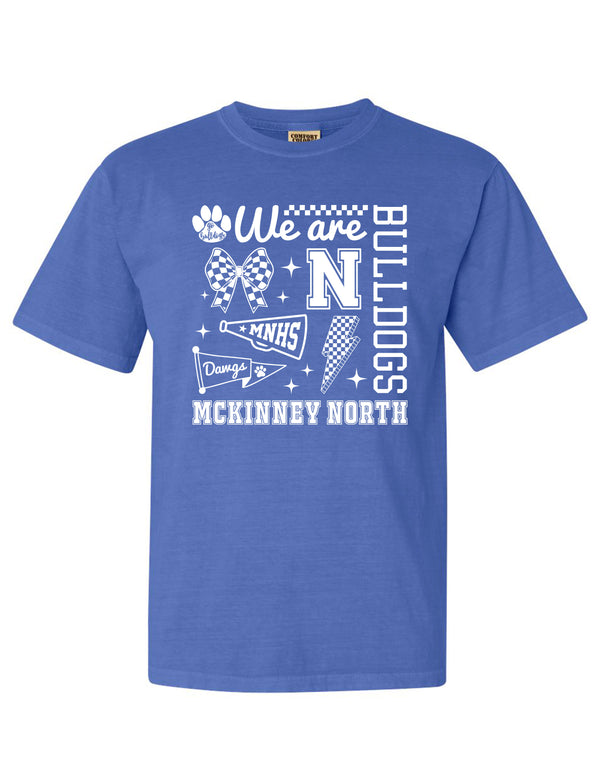 McKinney North Cheer White Checker Comfort Colors Flo Blue Tee