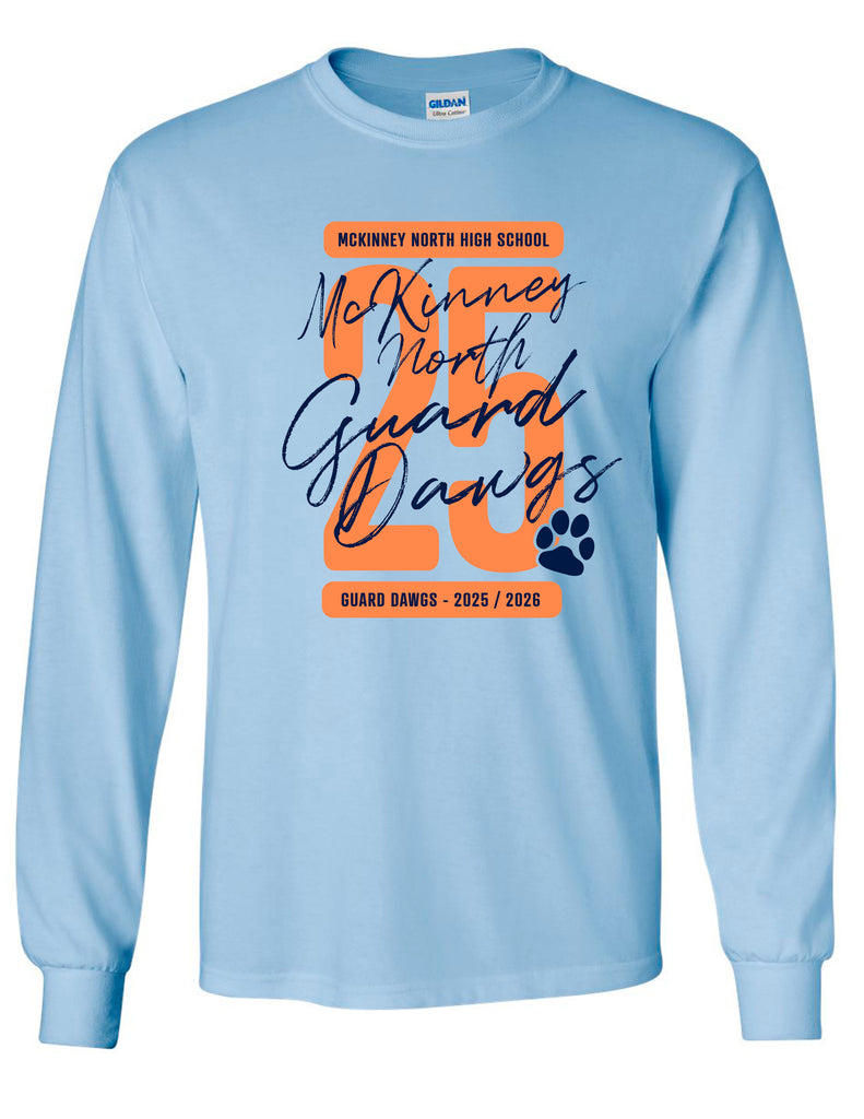North Guard Dawgs Light Blue 25 Design Long Sleeve Tee