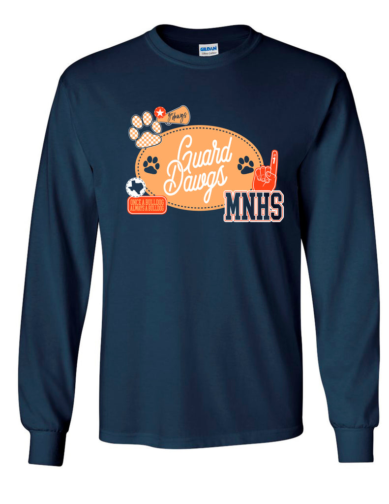 North Guard Dawgs Navy Spirit Icons Design Long Sleeve Tee