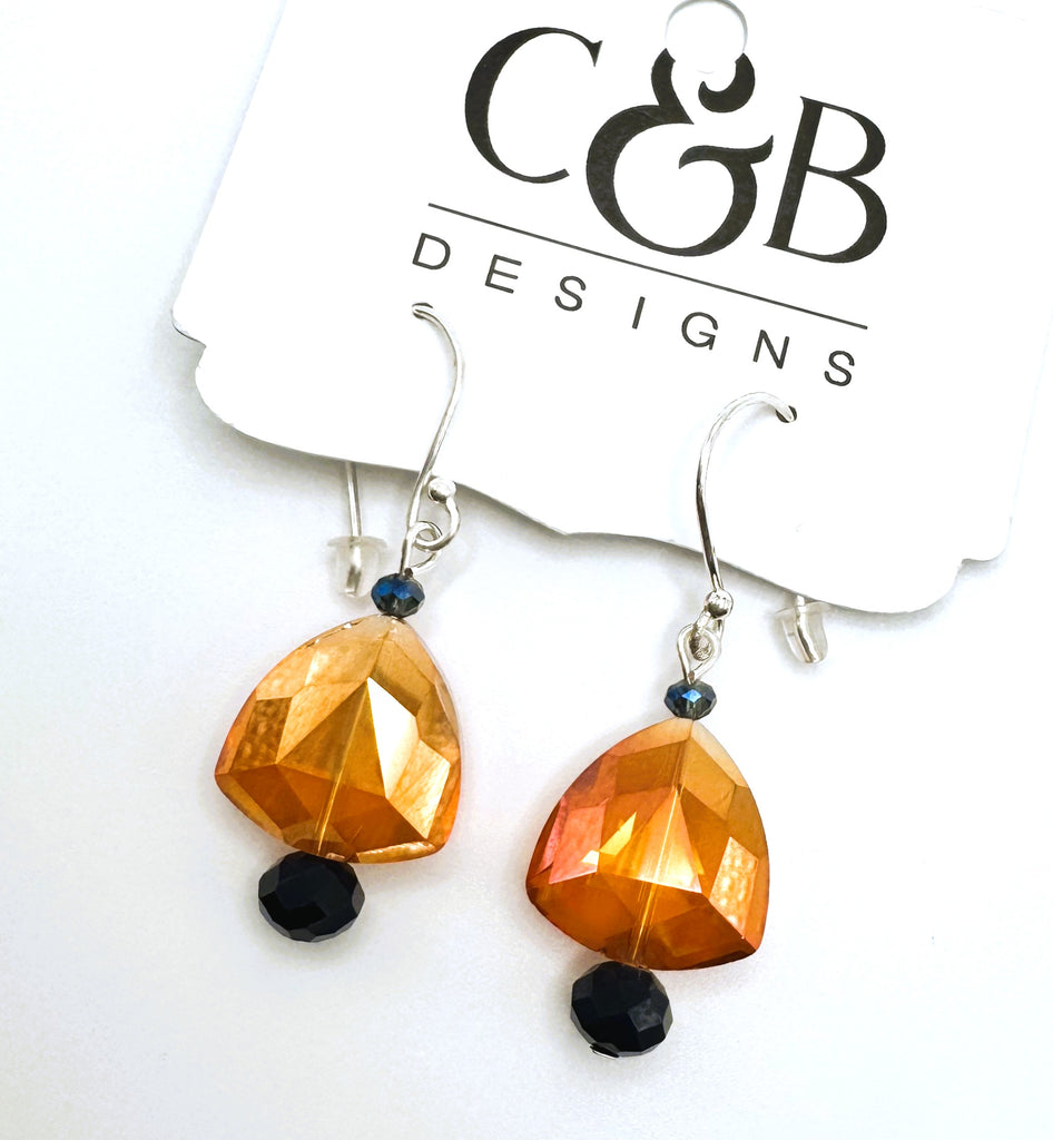 North Guard Dawgs Orange Crystal Dangle Earrings