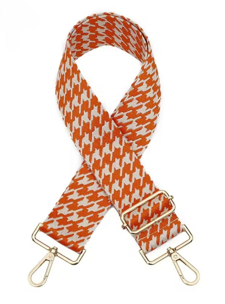 North Guard Dawgs Orange and White Houndstooth Purse Strap with Gold Hardware