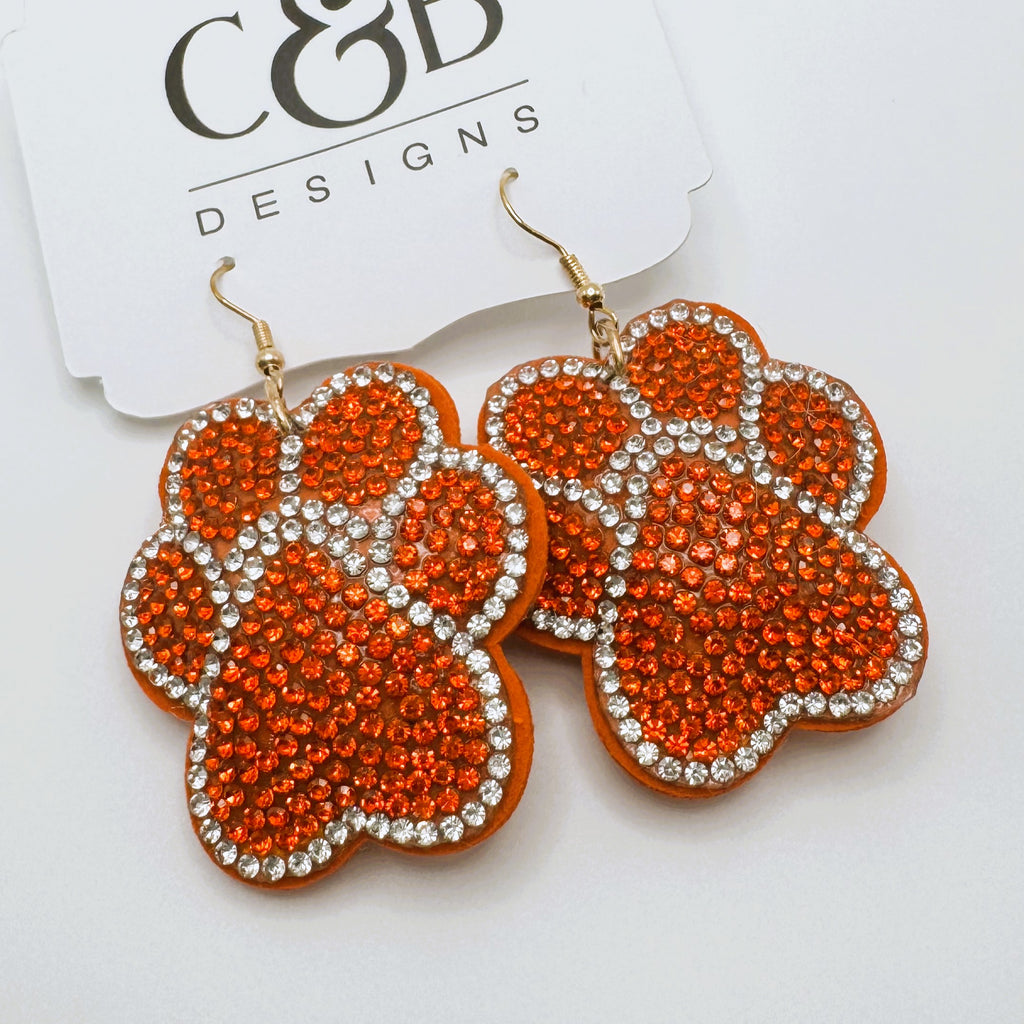 North Guard Dawgs Rhinestone Puffy Paw Earrings