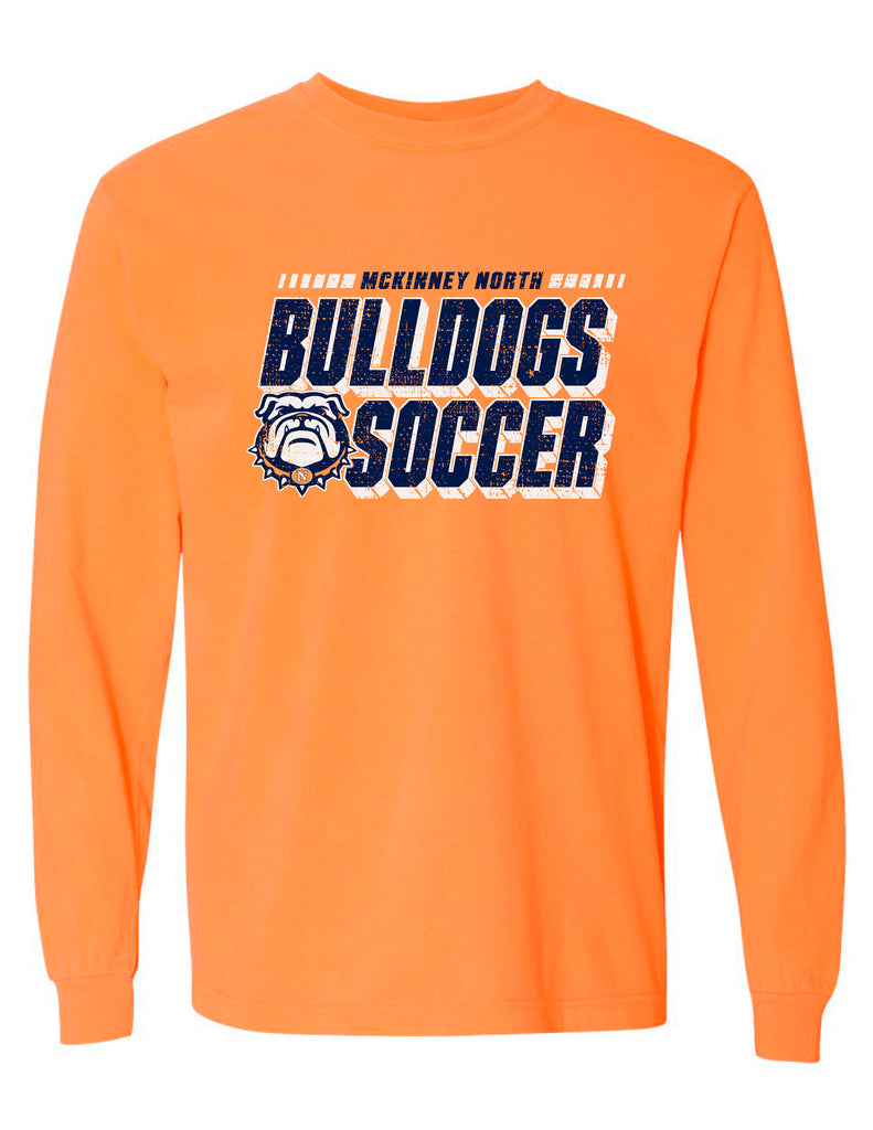 North Soccer 3D Bulldogs Melon Comfort Colors Long Sleeve Tee