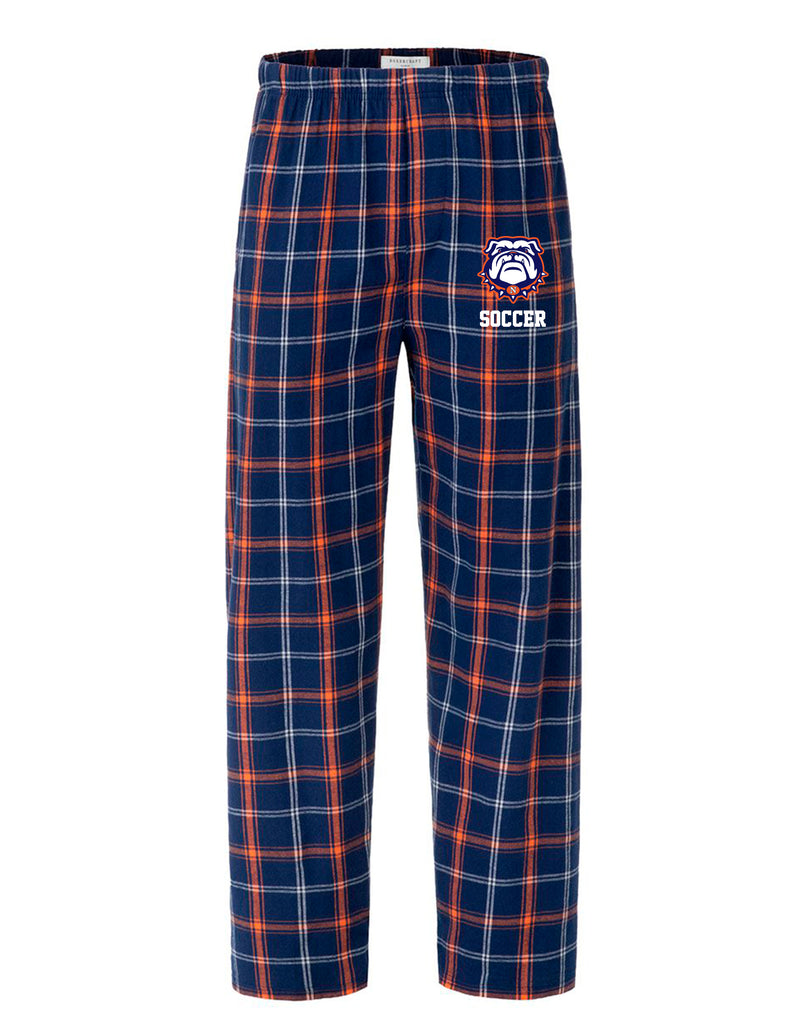 North Soccer Boxercraft Navy & Orange Plaid Embroidered PJ Pants