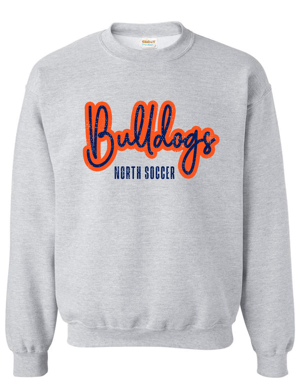 North Soccer Bulldogs Script Ash Gray Gildan Crewneck
