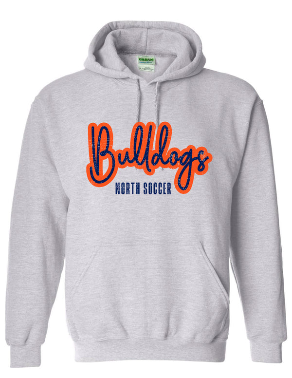 North Soccer Bulldogs Script Ash Gray Gildan Hoodie