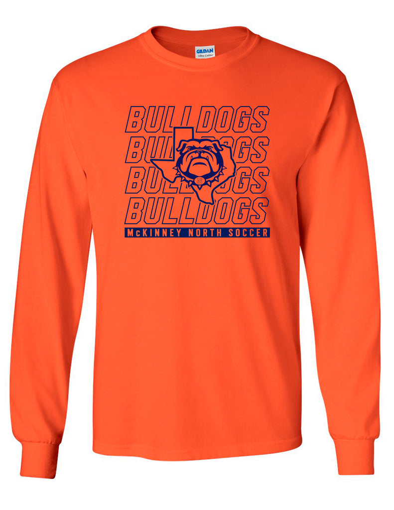 North Soccer ORANGE OUT Gildan Long Sleeve Tee