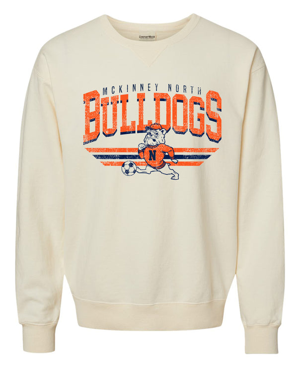 McKinney North Soccer Comfort Wash Parchment Bulldog Soccer Crewneck Sweatshirt