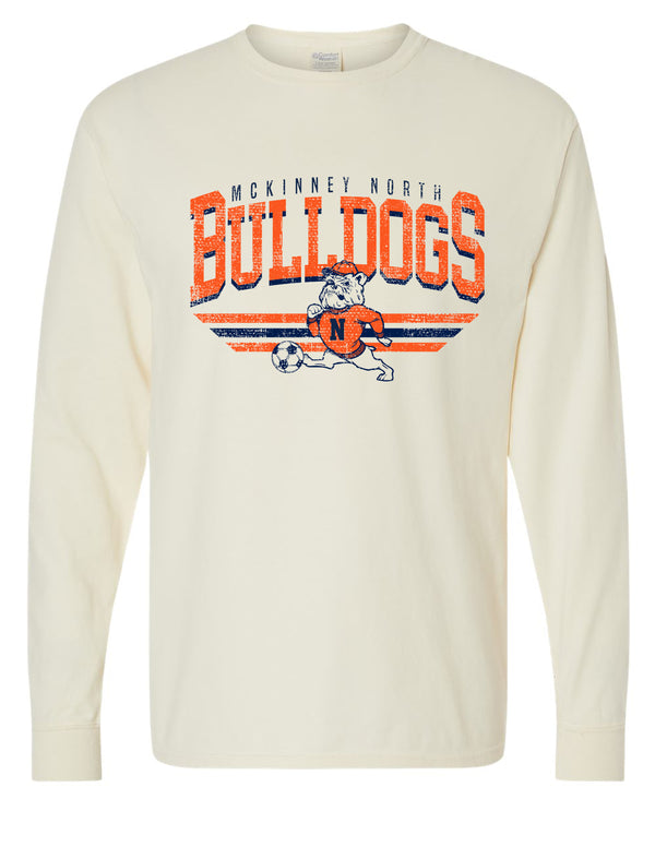 McKinney North Soccer Comfort Wash Parchment Bulldog Soccer Long Sleeve T-Shirt