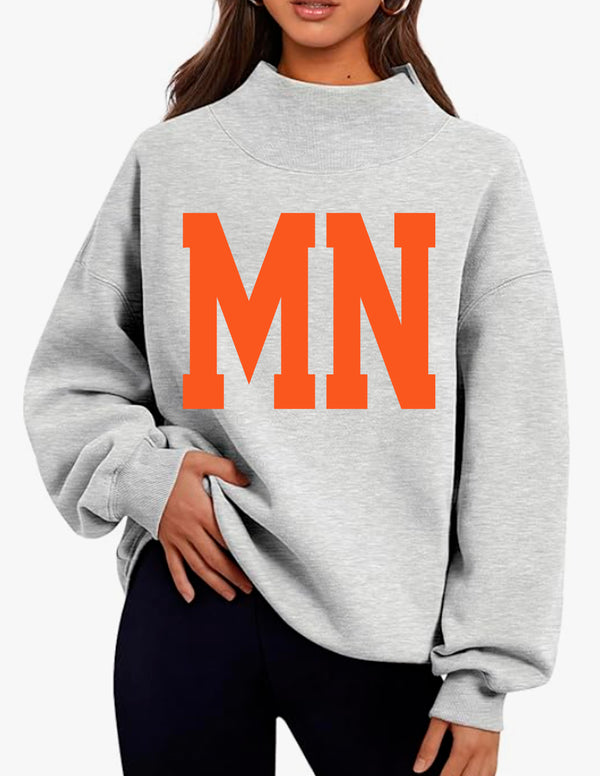 McKinney North Soccer Gray Mock-Neck "MN" Sweatshirt